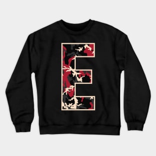 Initial Capital Letter E Camo Alphabet Gift Women Men Boys Girls Crewneck Sweatshirt